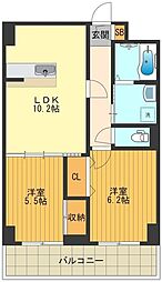アクロス立川1 2LDKの間取図画像