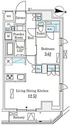 ラティエラ中野新井 8階1LDKの間取り