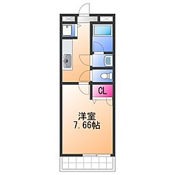 フジパレス中町 1Kの間取図画像