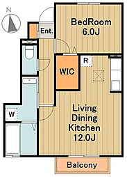 京王相模原線 多摩境駅 徒歩25分の賃貸アパート 1階1LDKの間取り