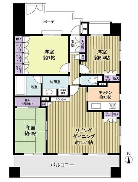 クリオ本厚木壱番館 ｜神奈川県厚木市寿町１丁目(賃貸マンション3LDK・9階・77.25㎡)の写真 その2