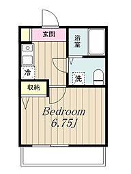 フォンス相模原 1Kの間取図画像