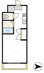 サンヴェール府中 1階ワンルームの間取り