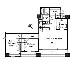 パークアクシス南麻布 2LDKの間取図画像