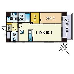 ライズ-Tビル 1LDKの間取図画像