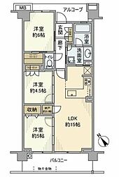 プラウド練馬光が丘公園 2階3LDKの間取り