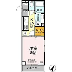 La.GALLERIA 3階1Kの間取り