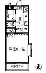 アイリス船橋 1階1Kの間取り