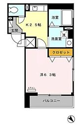 ヌーベル 1Kの間取図画像