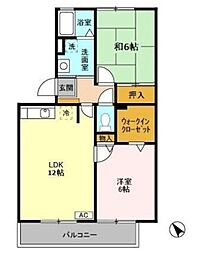 ラ・グランドゥール 1階2LDKの間取り