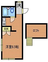 JR中央線 武蔵小金井駅 徒歩21分の賃貸アパート 2階ワンルームの間取り