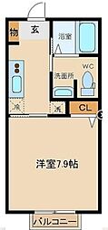 スクーデリア府中 1Kの間取図画像
