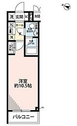 プレール・ドゥーク中板橋2 1Kの間取図画像