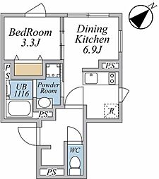 LEGALAND武蔵小山ANNEX 2階1DKの間取り