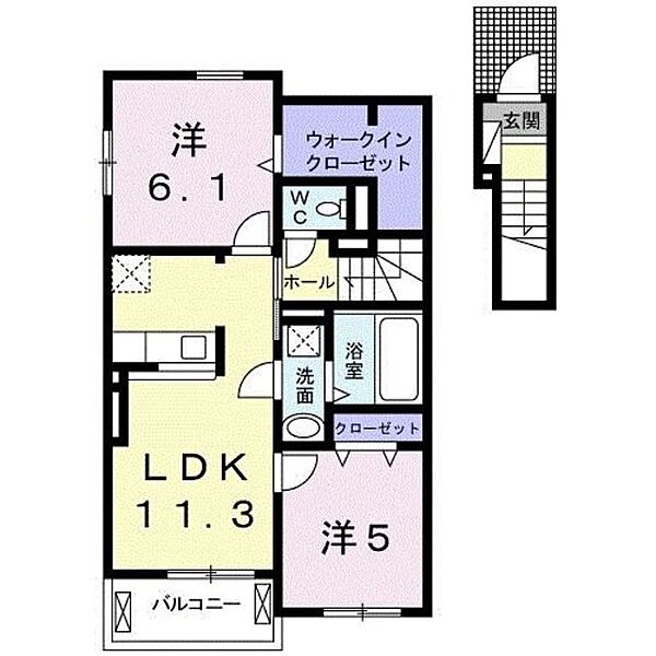 和歌山県和歌山市西庄(賃貸アパート2LDK・2階・57.00㎡)の写真 その2