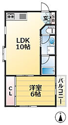 神仙閣マンション 1LDKの間取図画像