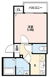 ソレイユ 3階1Kの間取り