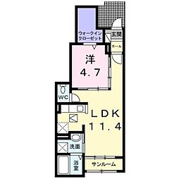 サンライズ ネクスト B 1階1LDKの間取り