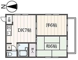 ヴァンテアン 2DKの間取図画像