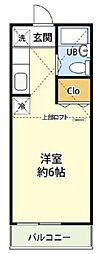 ホワイトハウス ワンルームの間取図画像