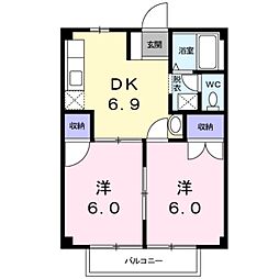 ファミールあぞの2 2DKの間取図画像