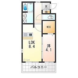 アヴェニール千里丘東 1階1LDKの間取り