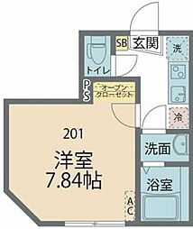 カインドネスN 2階1Kの間取り
