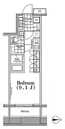 ザ・パークハビオ蔵前 ワンルームの間取図画像