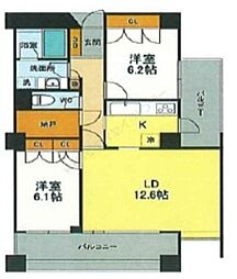 グランドメゾン武蔵小山 12階2SLDKの間取り
