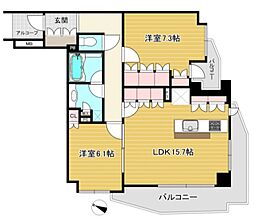 東急田園都市線 三軒茶屋駅 徒歩8分の賃貸マンション 5階2LDKの間取り