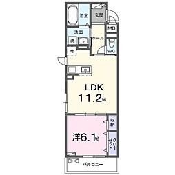 JR阪和線 久米田駅 徒歩13分の賃貸アパート 3階1LDKの間取り