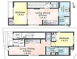 新築  シャロンスプリング 2階1LDKの間取り
