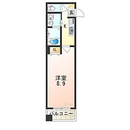 レクラン深江南 1Kの間取図画像