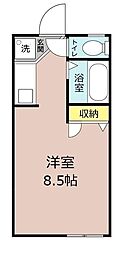 アレイカB棟 ワンルームの間取図画像