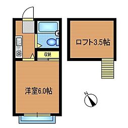 清瀬ブルーハイム 1階1Kの間取り