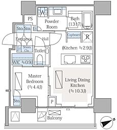パークコート青山高樹町ザ タワー 1LDKの間取図画像
