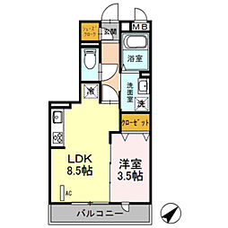 メテオール 1LDKの間取図画像