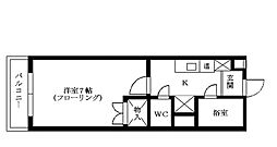 箱崎西城コーポ 1Kの間取図画像