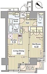 セレサ日本橋堀留町 1LDKの間取図画像