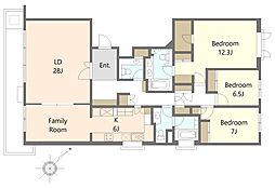 オークヒルス 2階3LDKの間取り