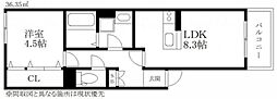 グランメゾン銀天町 1LDKの間取図画像