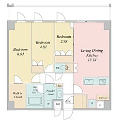 LIME RESIDENCE KAWAGUCHI EAST 8階3LDKの間取り
