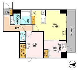 フェリス コート 6階2LDKの間取り