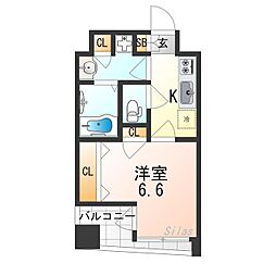 グラマシー京都 5階1Kの間取り