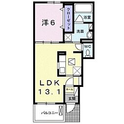 ベルクレスト2 1LDKの間取図画像