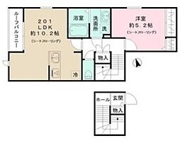 つくど瑞宝館 2階1LDKの間取り