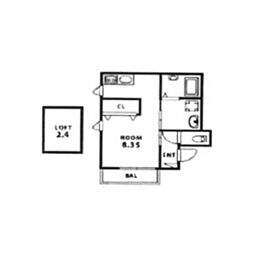 神戸高速東西線 西代駅 徒歩10分の賃貸アパート 2階1Kの間取り