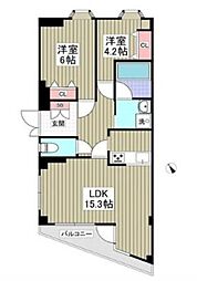 アルティス野川 2LDKの間取図画像
