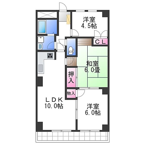 フィアテル岸和田 ｜大阪府岸和田市上町(賃貸マンション3LDK・2階・65.20㎡)の写真 その2