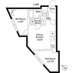 エルファーロ明大前III 4階2DKの間取り